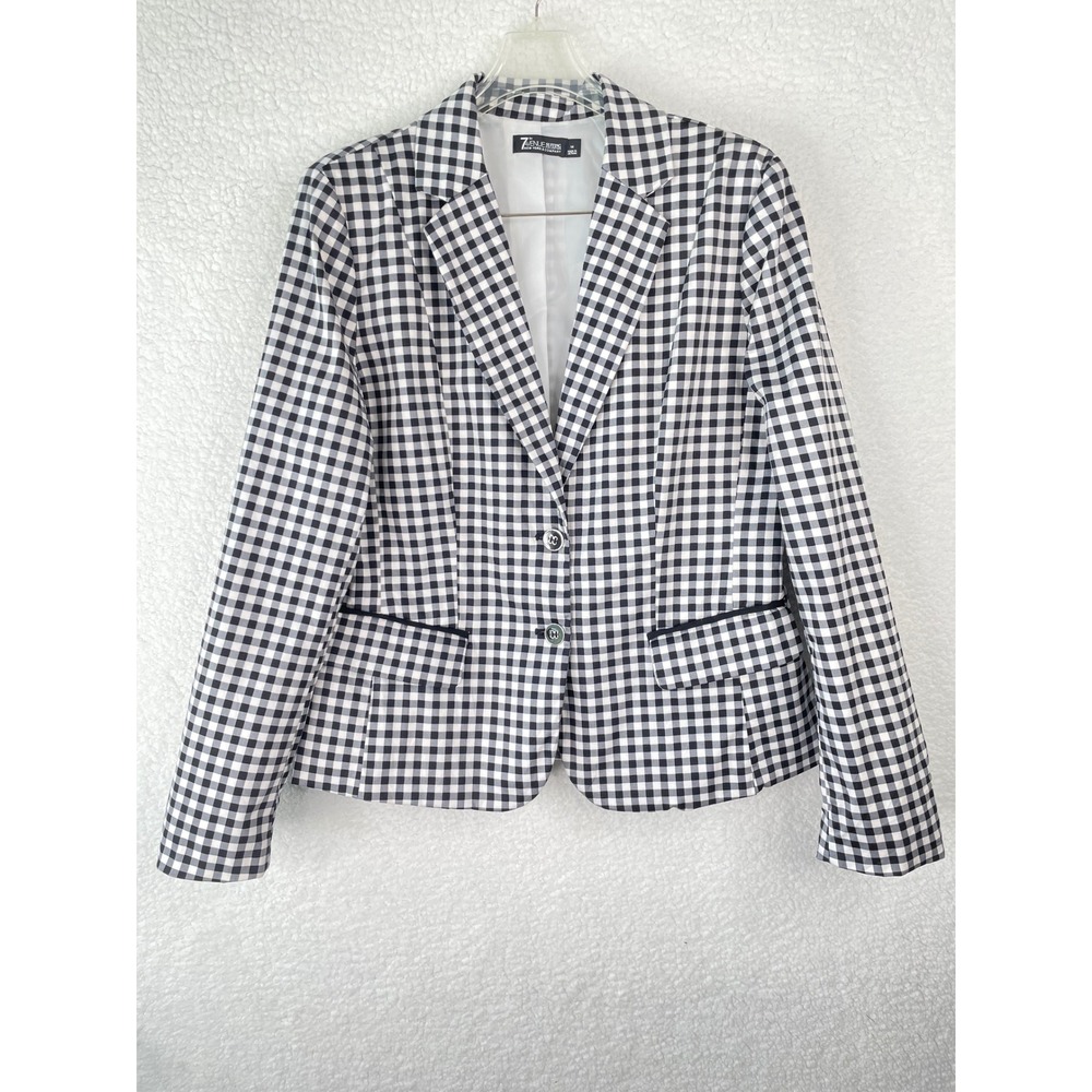 7th Avenue New York Gingham Blazer Black White Check Size 14‎ Suiting Collection